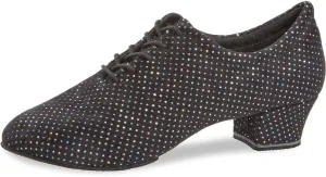Women's Dance Shoes 189-234-155 - Glitter Black - Normal - 3.7 cm Cuban - Made in Germany, black, 3.5 Women