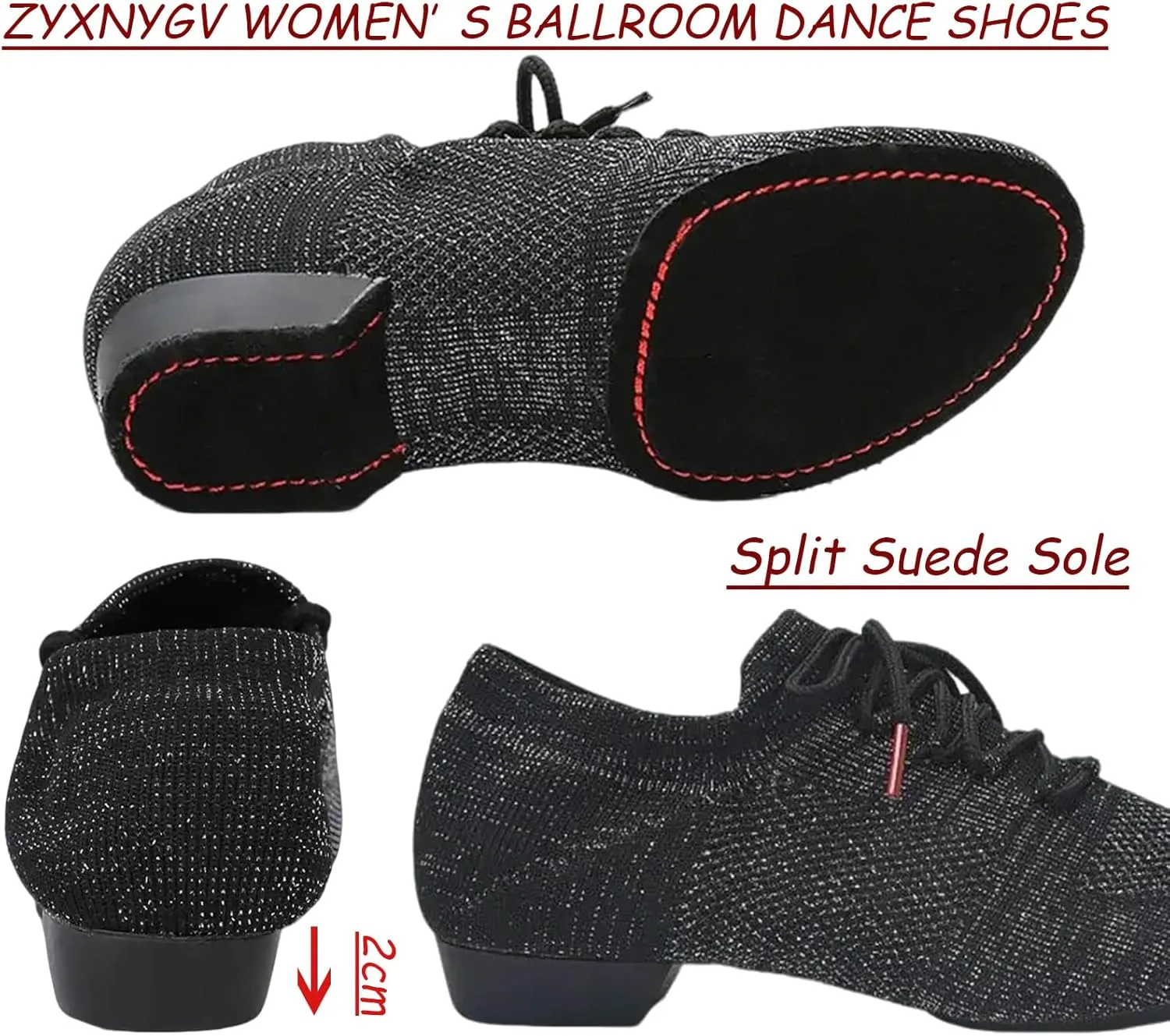 Women's Dance Shoes Closed Toe Lace-up Split-Sole Standard Practice Social Salsa Ballroom Latin Jazz Beginner Teaching Dance Shoes