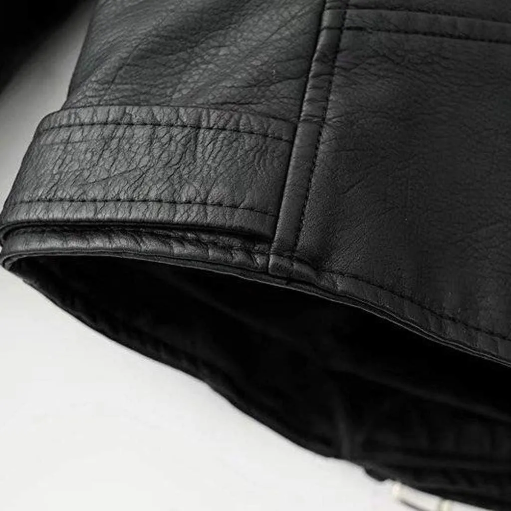 Women's Faux Leather Moto Biker Jacket Classic Asymmetrical Motorcycle Jacket Short Pu Slim Coat Zipper Cropped Jacket