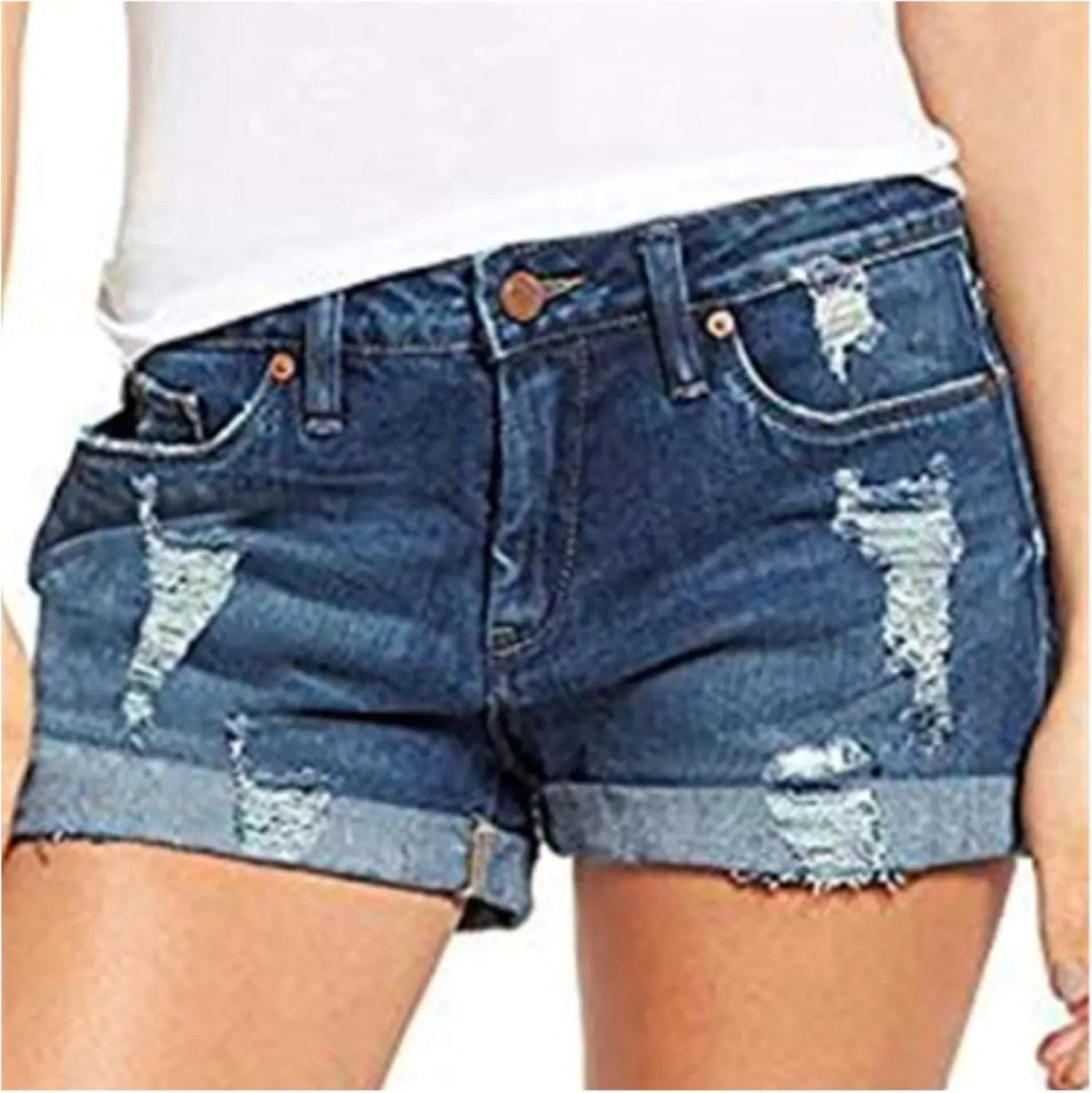 Womens Jean Shorts Cut Off Denim Shorts High Waisted Ripped Distressed Casual Summer Stretchy Ripped Shorts