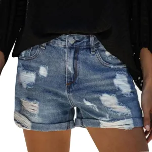 Womens Jean Shorts Cut Off Denim Shorts High Waisted Ripped Distressed Casual Summer Stretchy Ripped Shorts