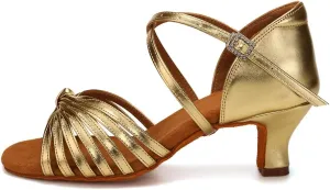 Women's Latin Dance Shoes Open Toe Ballroom Professional Salsa Dance Practice Shoes 2inch Heel
