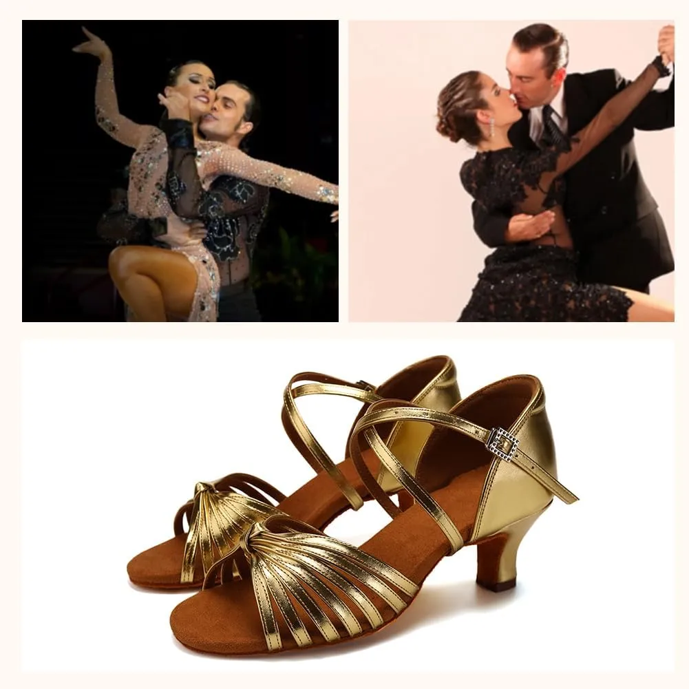Women's Latin Dance Shoes Open Toe Ballroom Professional Salsa Dance Practice Shoes 2inch Heel