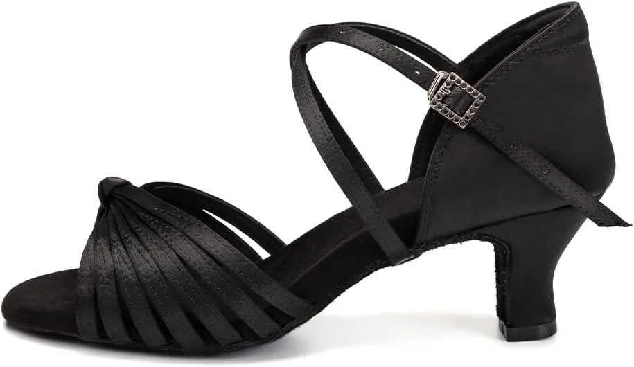 Women's Latin Dance Shoes Open Toe Ballroom Professional Salsa Dance Practice Shoes 2inch Heel