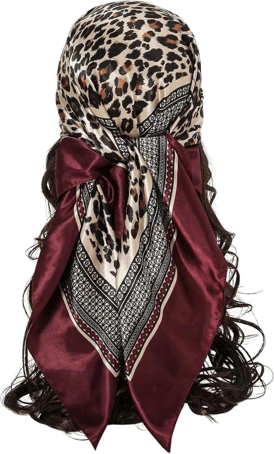 Women's Leopard Print Silk Scarf Satin Square Scarves Cheetah Headband Sleeping Hair Wraps