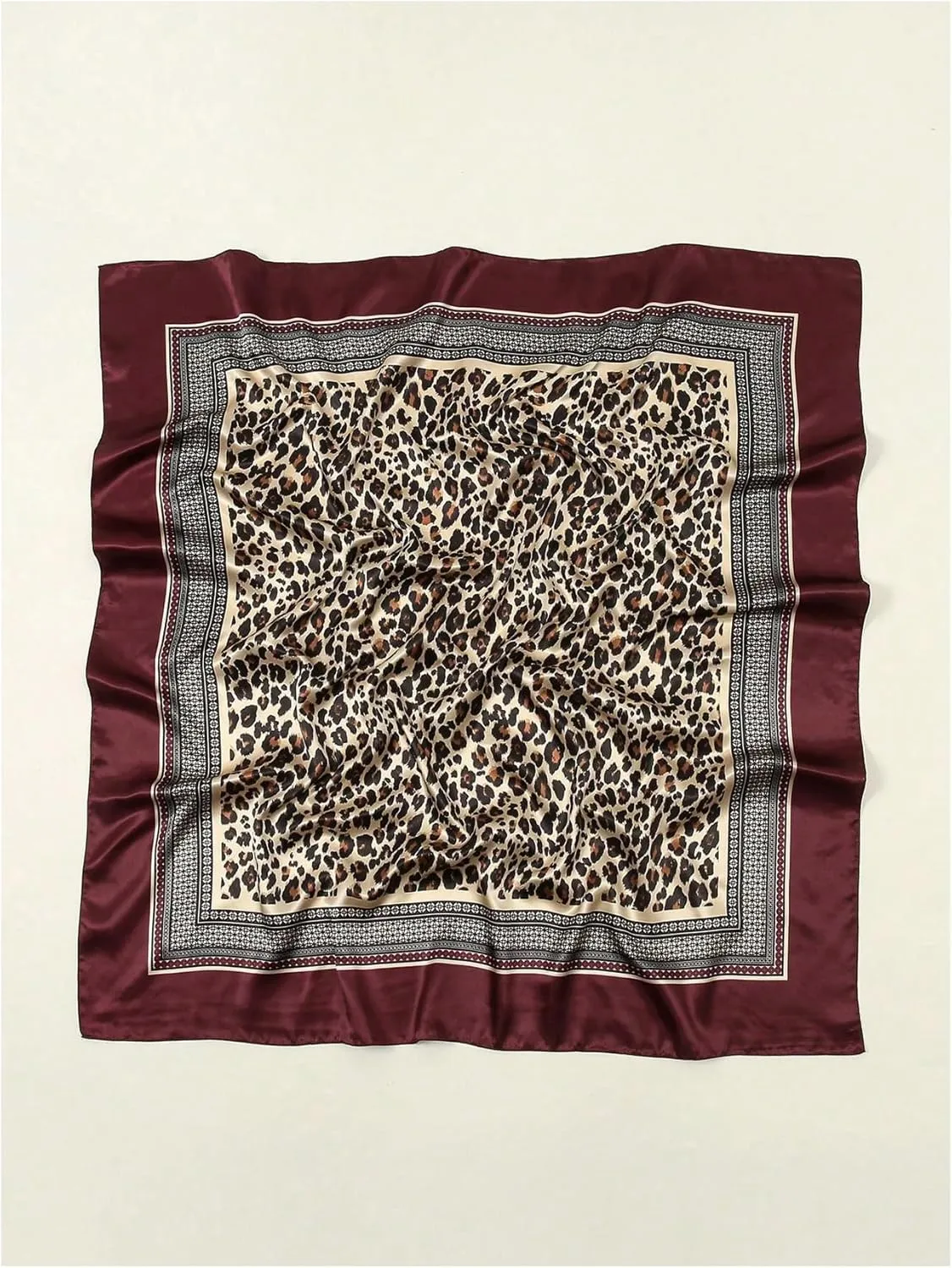 Women's Leopard Print Silk Scarf Satin Square Scarves Cheetah Headband Sleeping Hair Wraps
