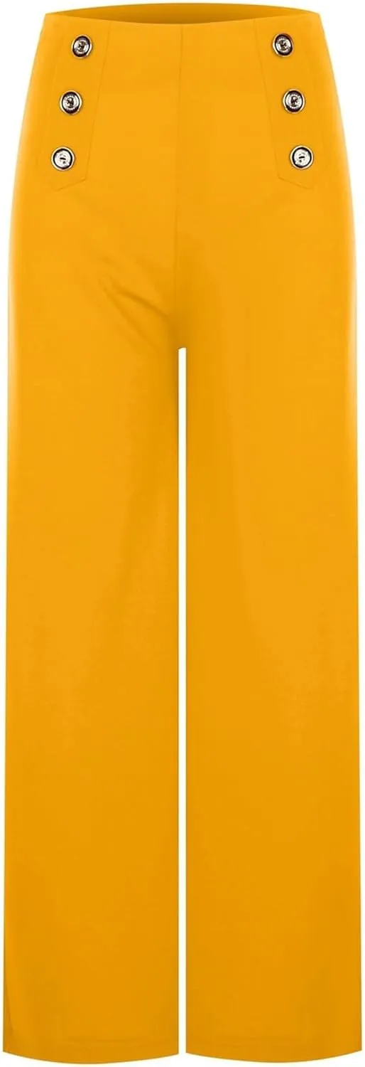 Womens Linen Blend Summer Letter Patched Pants Low Waist Wide Leg Slim Fit Trousers Office