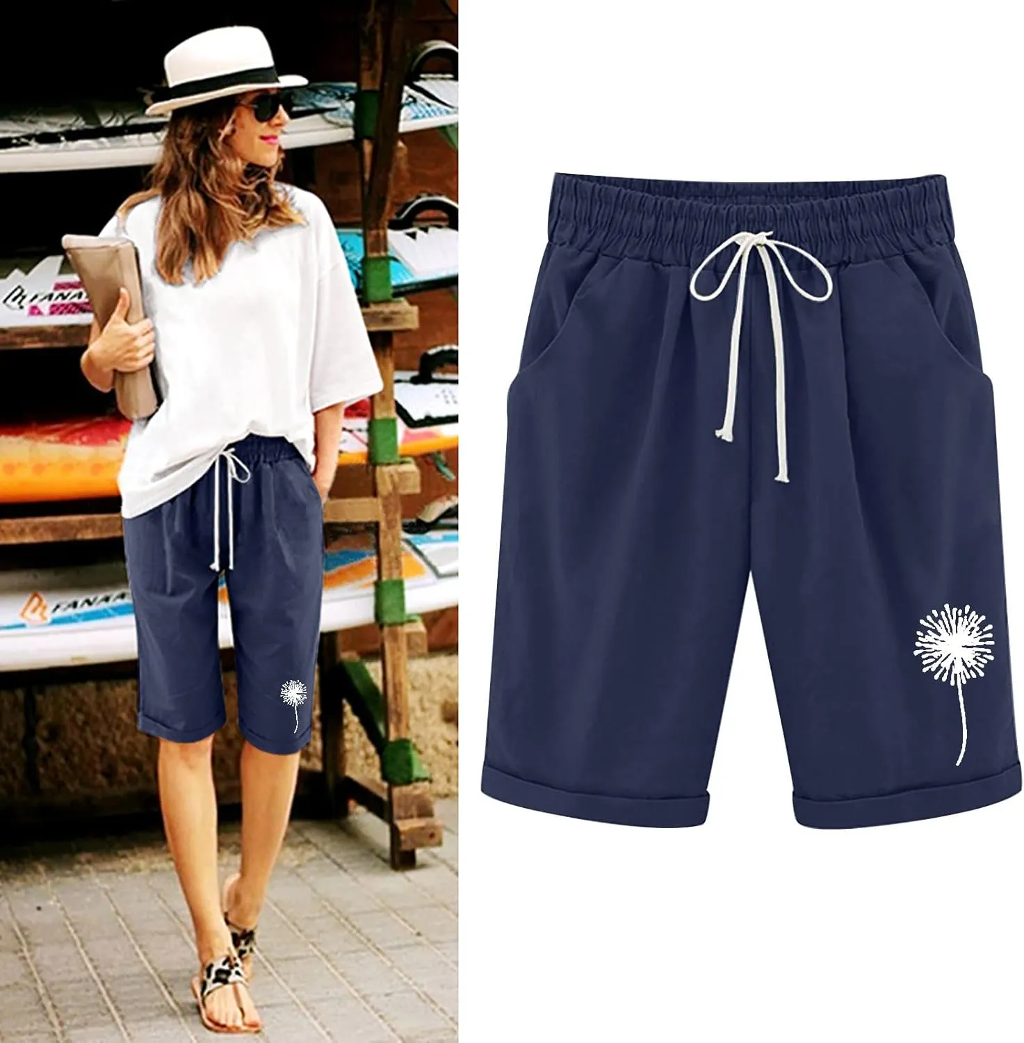 Womens Shorts Drawstring Sweat Shorts Elastic Waist Running Workout Shorts with Pockets Women's Wide Leg Womens