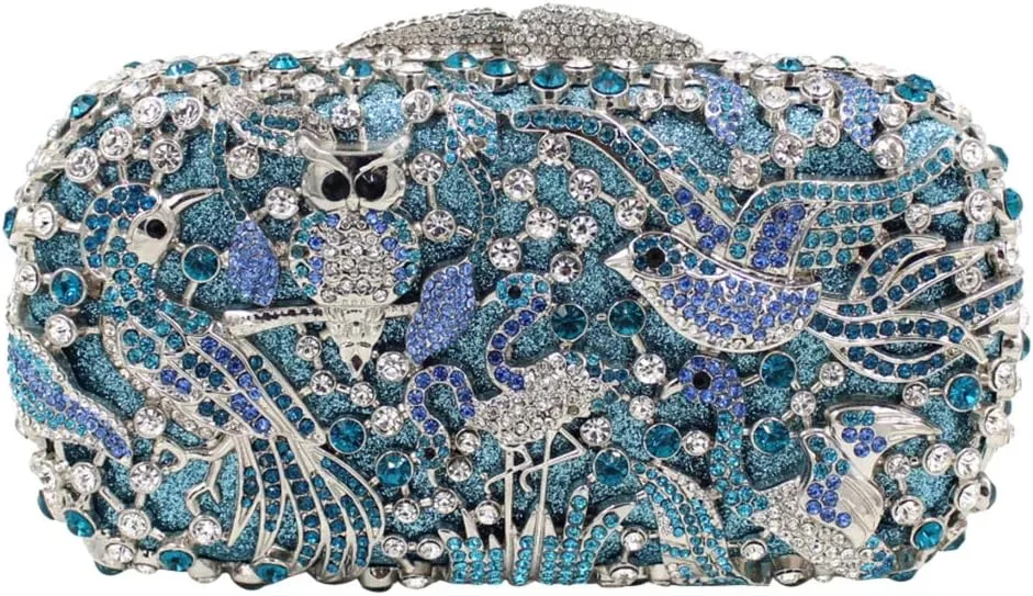 Womens Shoulder Evening-Bag Chain Bridal Clutch-Purse Crystal Luxury Handbag