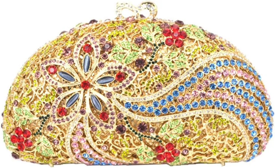 Womens Shoulder Evening-Bag Chain Crystal Bridal Clutch-Purse Luxury Handbag