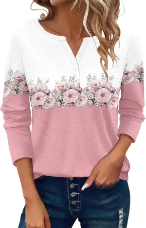 Womens Tops Dressy Casual,Long Sleeve Basic Going Out Graphic Tops Relaxed Fit Cropped 2025 Classic Shirts