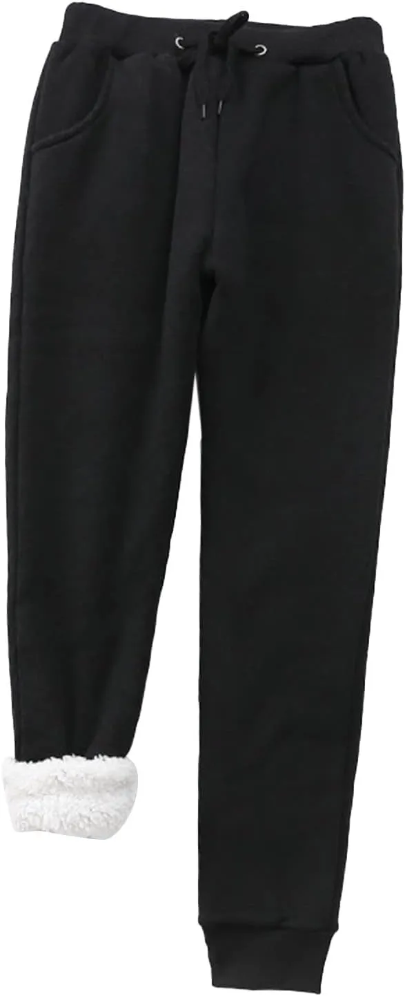 Women's Wide Leg Pants Winter Baggy Sports Capris with Pockets Solid Color Flare Leggings