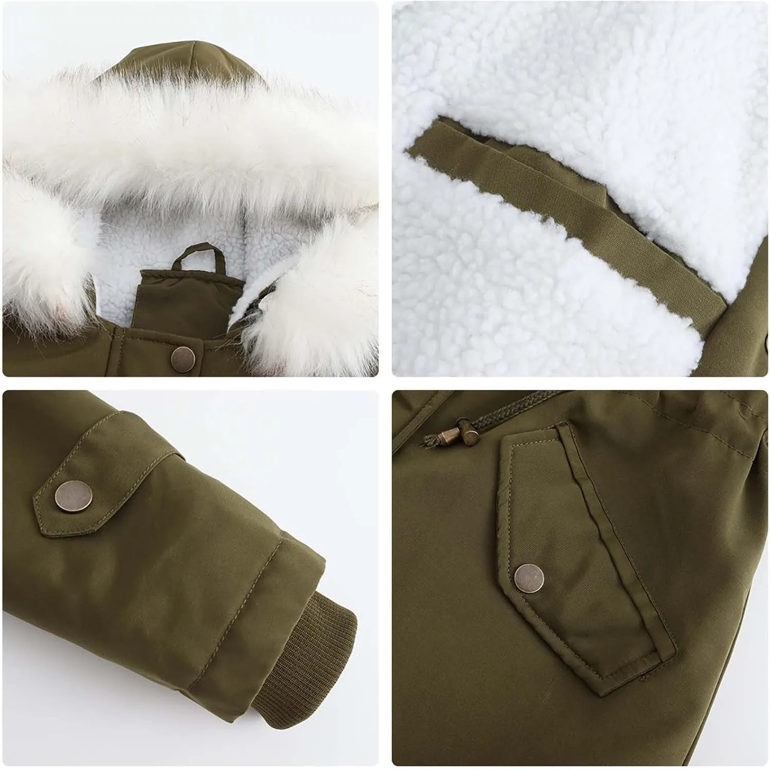 Womens Winter Coats Fleece Wram Lined Parka Thicken Waterproof Trench Long Puffer Jacket Down Coat Faux Fur Hooded
