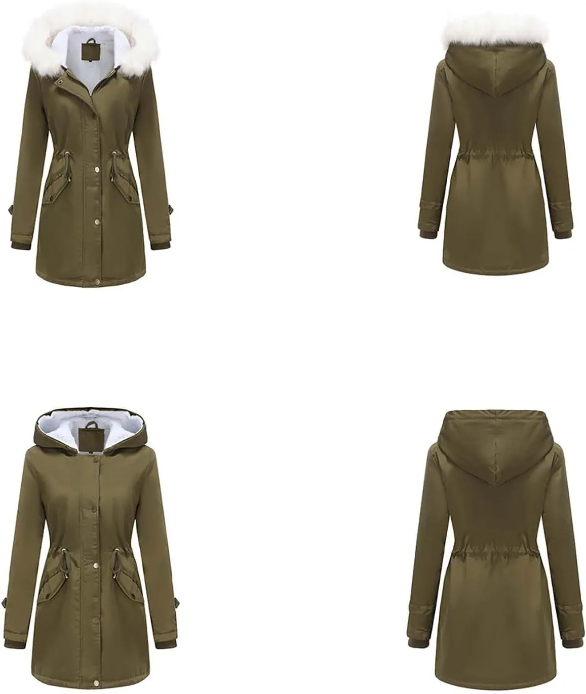 Womens Winter Coats Fleece Wram Lined Parka Thicken Waterproof Trench Long Puffer Jacket Down Coat Faux Fur Hooded