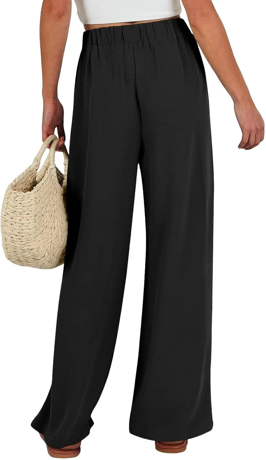 Women's Work Pants Wide Leg 2025 Paperbag Dress Pants Casual Belted Slacks Office Trousers High Waisted with Pockets