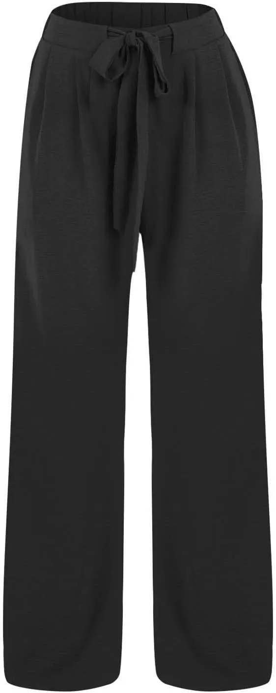 Women's Work Pants Wide Leg 2025 Paperbag Dress Pants Casual Belted Slacks Office Trousers High Waisted with Pockets