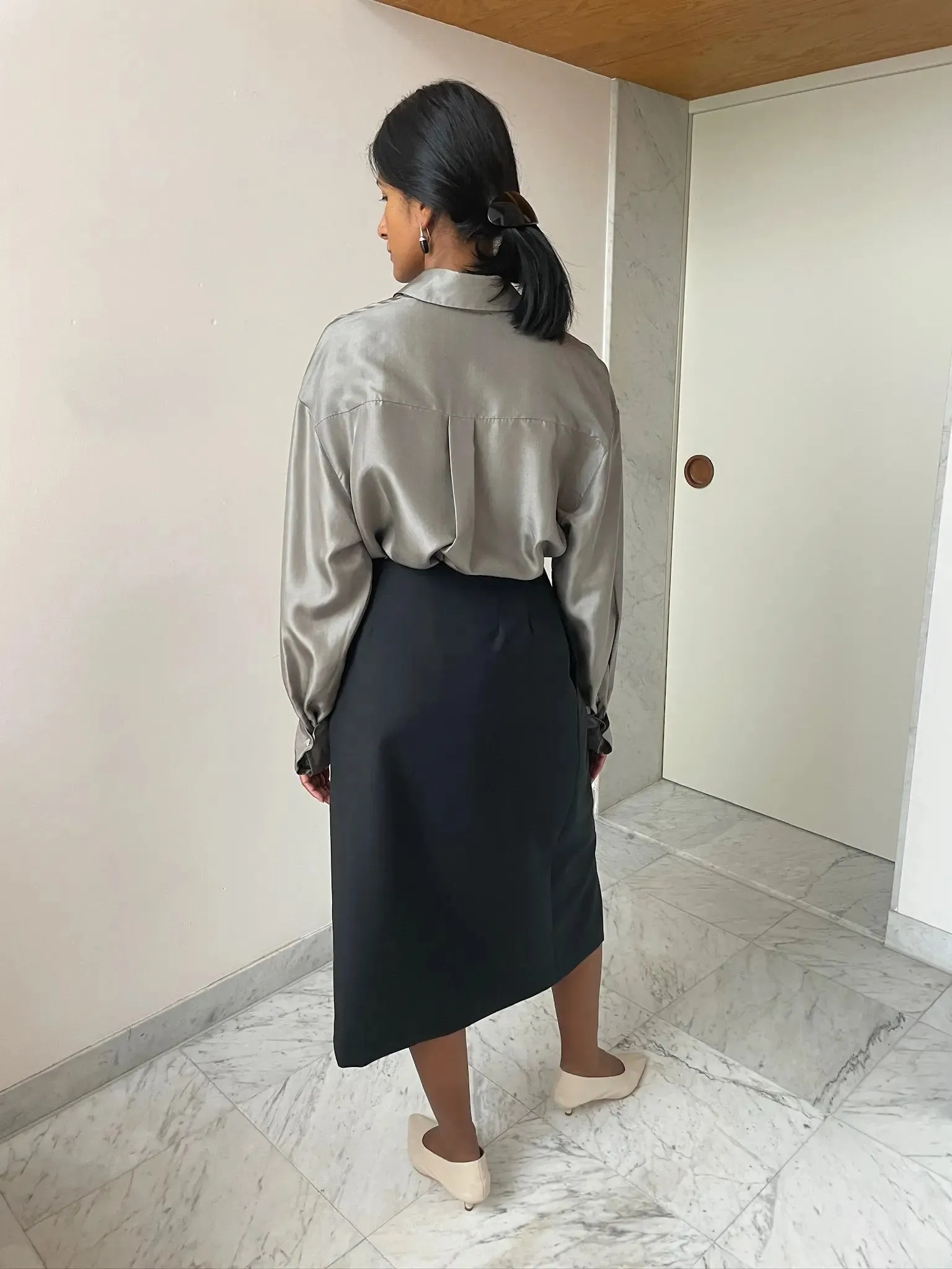 Wool and Mohair Suiting Skirt, Almost Black