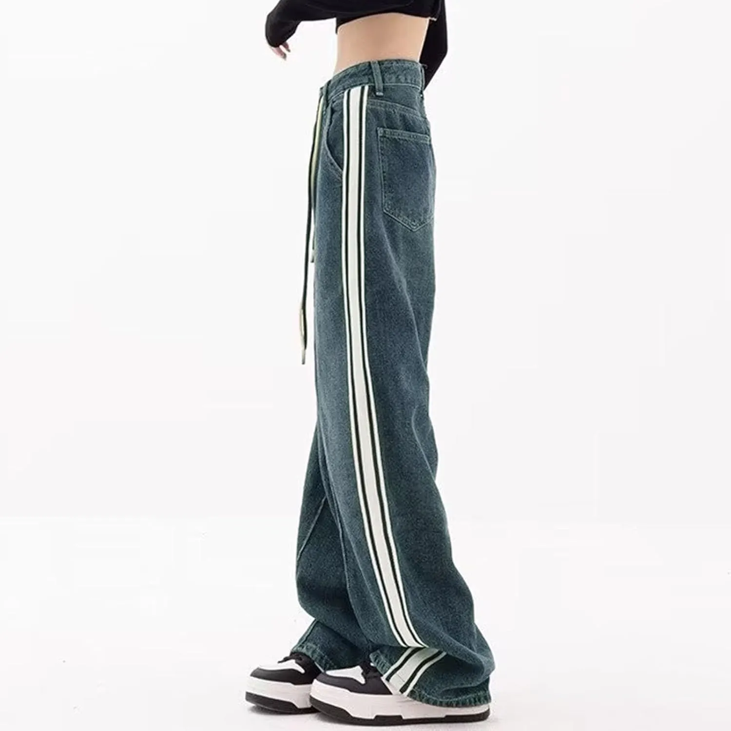 Y2K Jeans for Women Baggy Boyfried Jeans Loose Wide Leg Jeans High Waist Hip Hop Pants Casual Trousers Goth Trousers