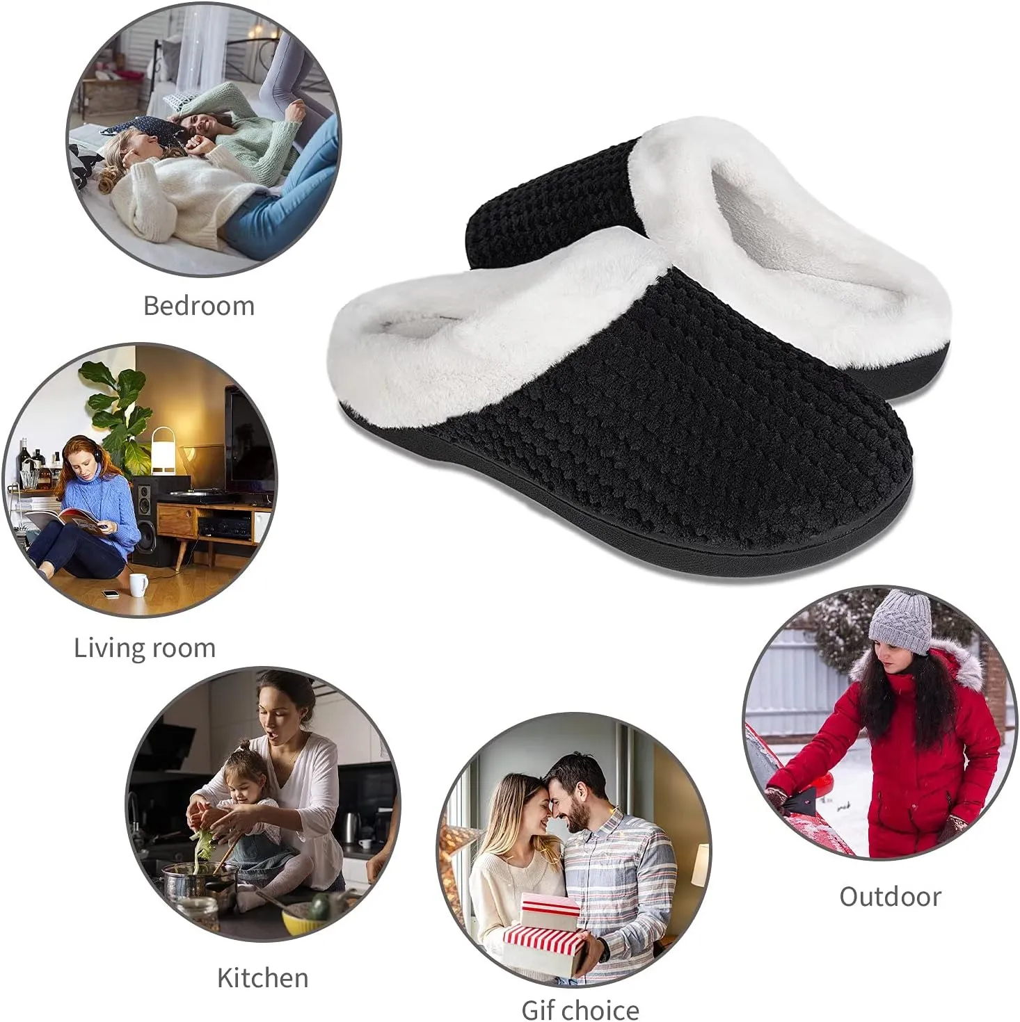YALOX Slippers for Womens Warm Memory Foam Anti-Slip House Shoes Comfortable Cotton Slippers Home Bedroom Shoes Indoor & Outdoor