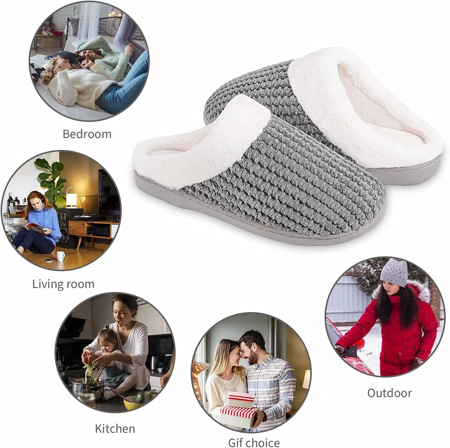 YALOX Slippers for Womens Warm Memory Foam Anti-Slip House Shoes Comfortable Cotton Slippers Home Bedroom Shoes Indoor & Outdoor