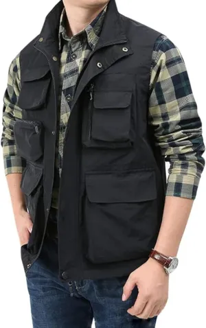 Yimoon Mens Utility Fishing Vest Summer Lightweight Safari Travel Cargo Vest Outdoor Work Vests Multi Pockets
