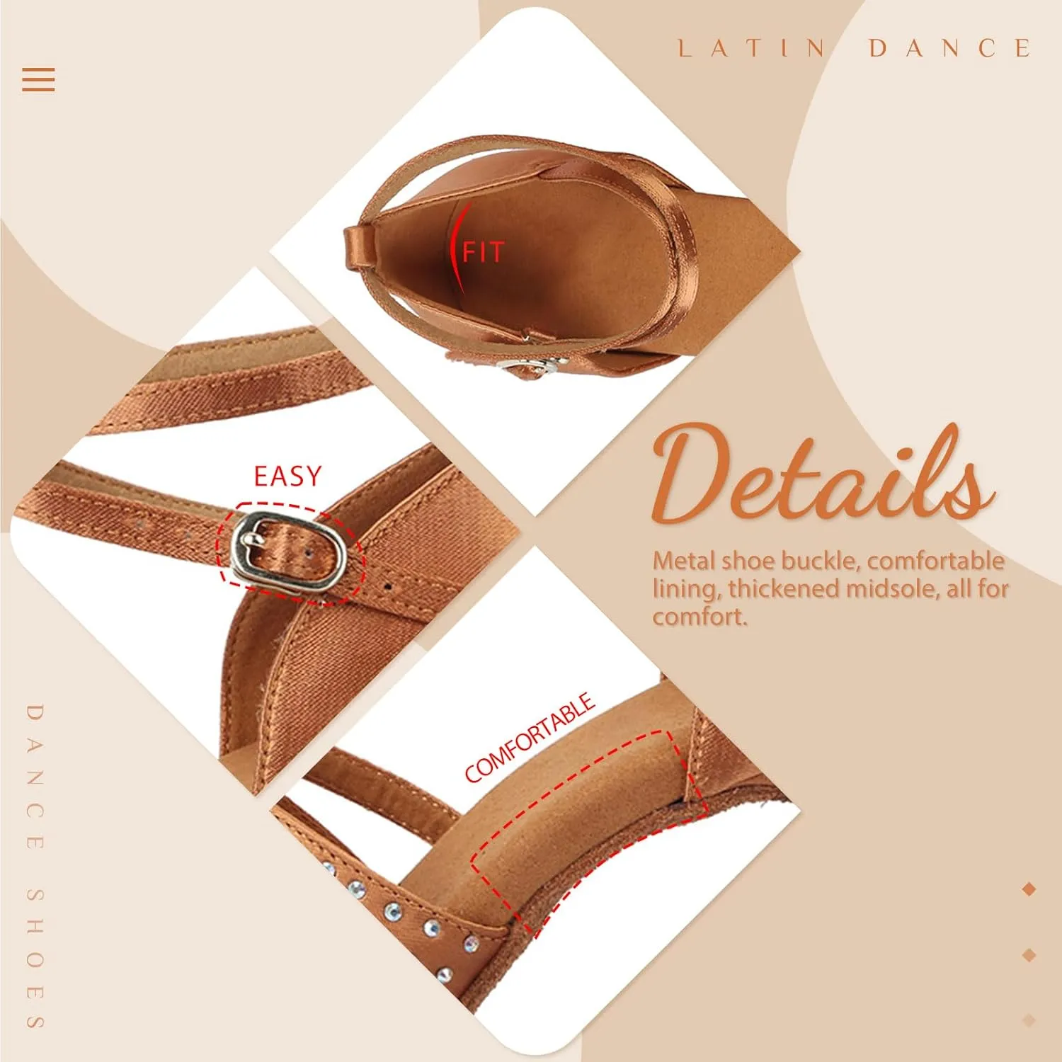 YKXLM Women Rhinestone Ballroom Dance Shoes Latin Performance Dance Shoes High Heel Practice Dancing Shoes