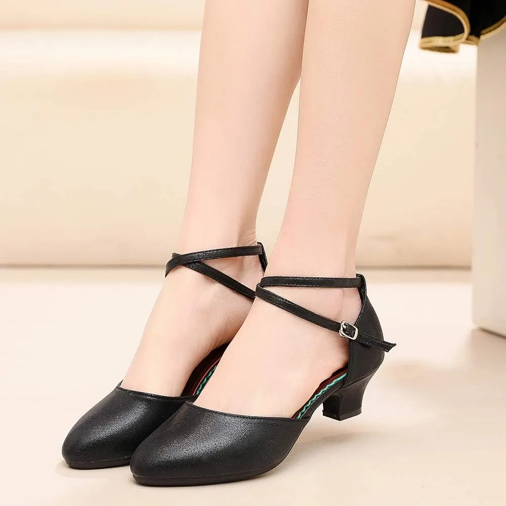 YKXLM Women's Closed Toe Standard Latin Ballroom Dance Shoes Professional Character Dancing Shoes,DYZKXMD